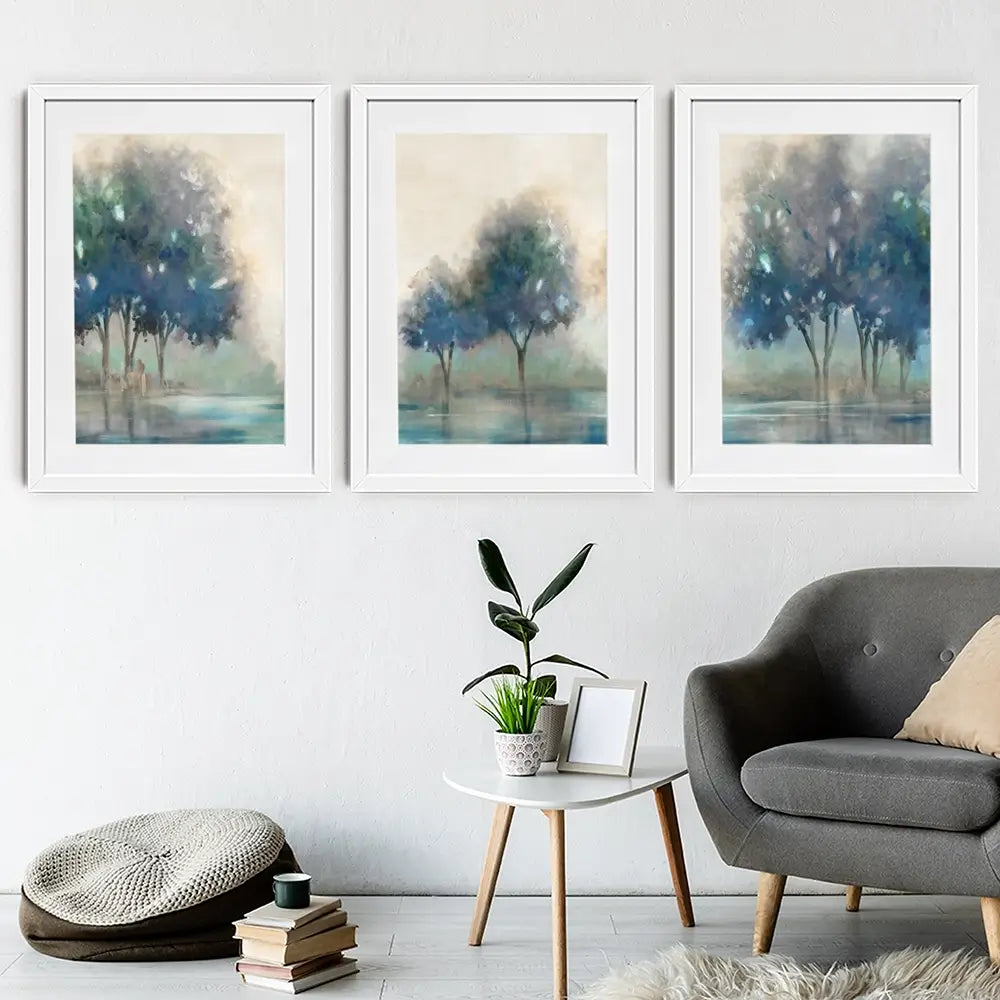 Blue Lakeside Framed Art Print Trio Blue Lakeside Framed Art Print Trio wall art product Carol Robinson