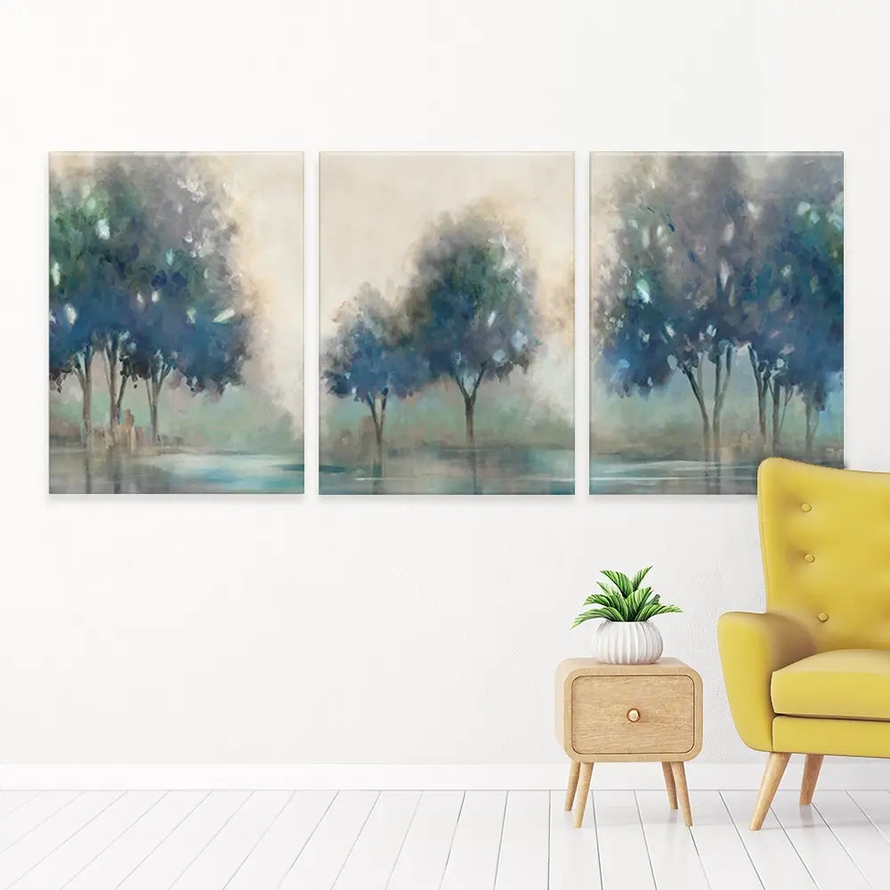 Blue Lakeside Trio Canvas Print Blue Lakeside Trio Canvas Print wall art product Carol Robinson