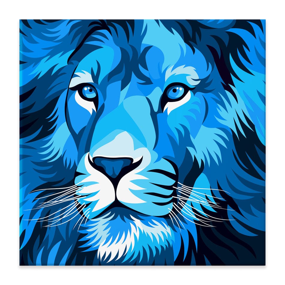 Blue Lion Square Canvas Print wall art product cholikhamka / Shutterstock