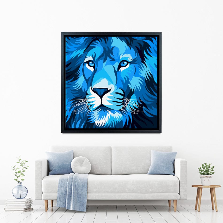 Blue Lion Square Canvas Print wall art product cholikhamka / Shutterstock