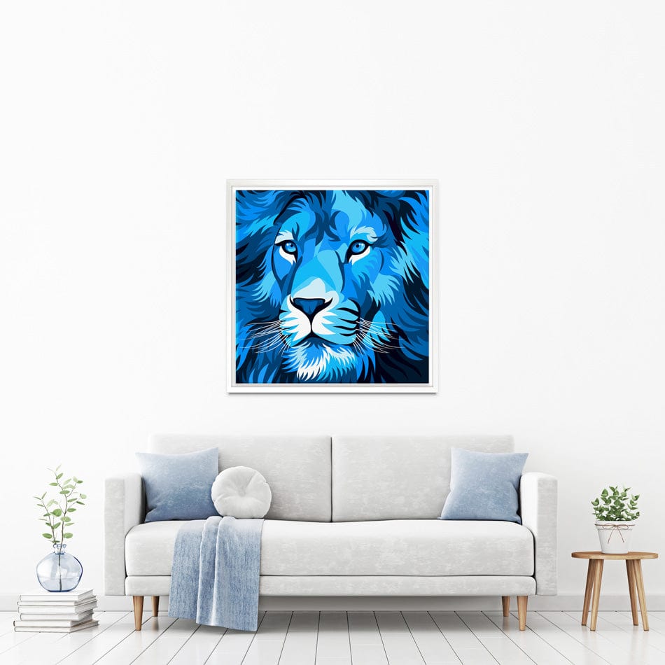 Blue Lion Square Canvas Print wall art product cholikhamka / Shutterstock