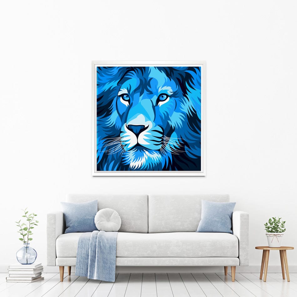 Blue Lion Square Canvas Print wall art product cholikhamka / Shutterstock