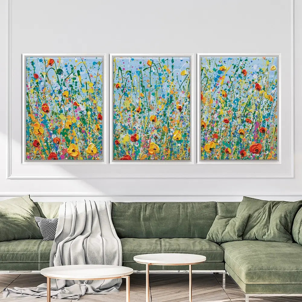 Blue Meadow Trio Canvas Print Blue Meadow Trio Canvas Print wall art product Olga Tkachyk