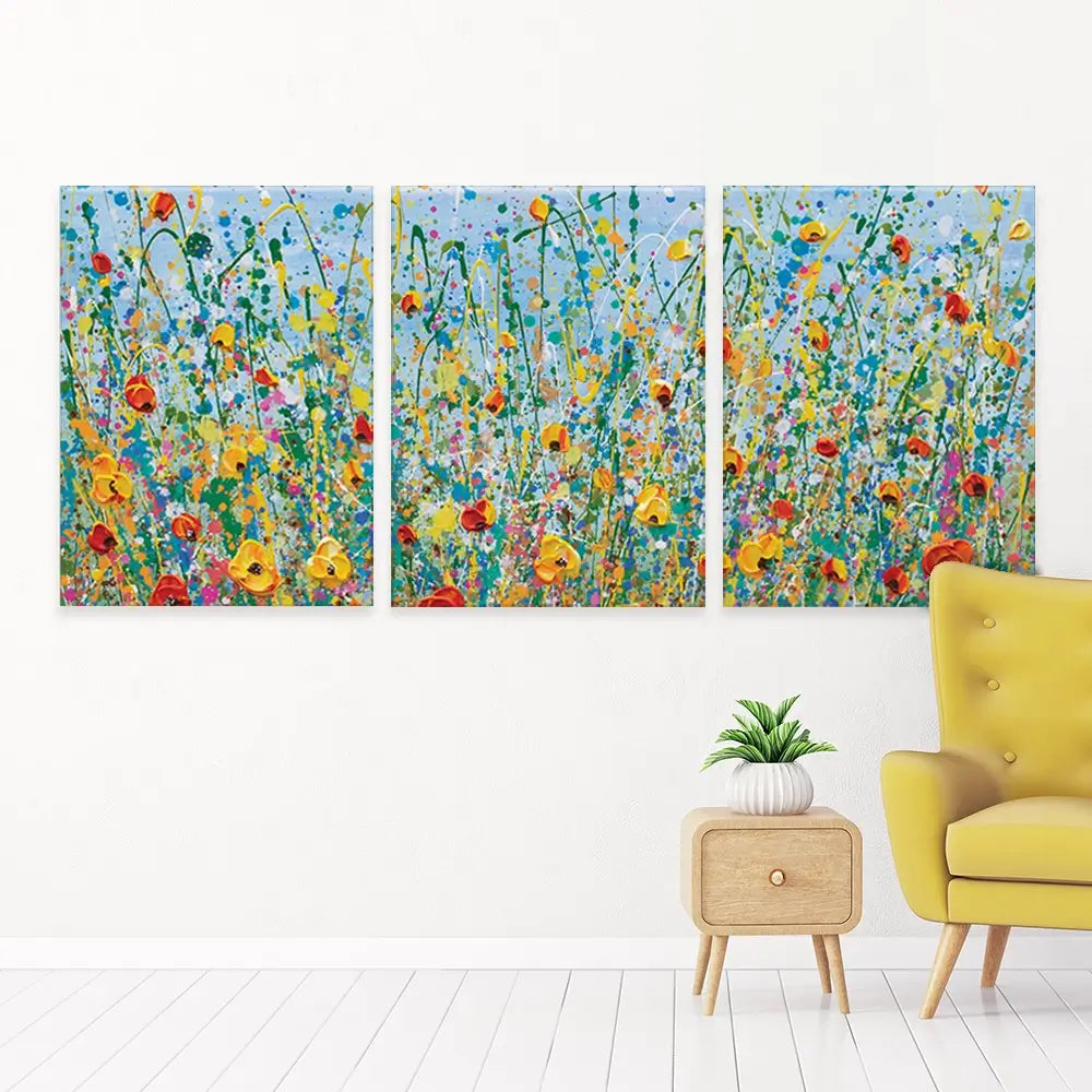 Blue Meadow Trio Canvas Print Blue Meadow Trio Canvas Print wall art product Olga Tkachyk
