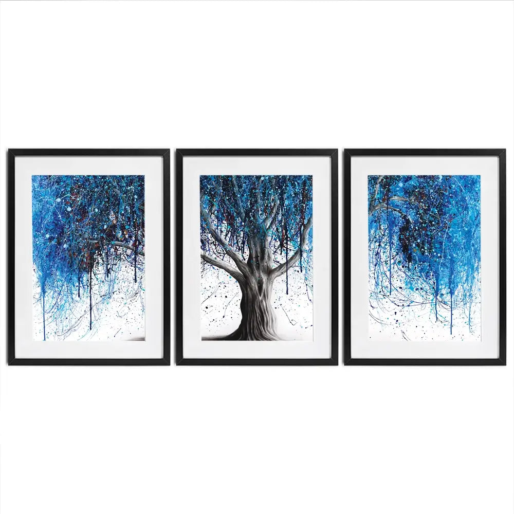 Blue Midnight Tree Framed Art Print Trio Blue Midnight Tree Framed Art Print Trio wall art product Ashvin Harrison