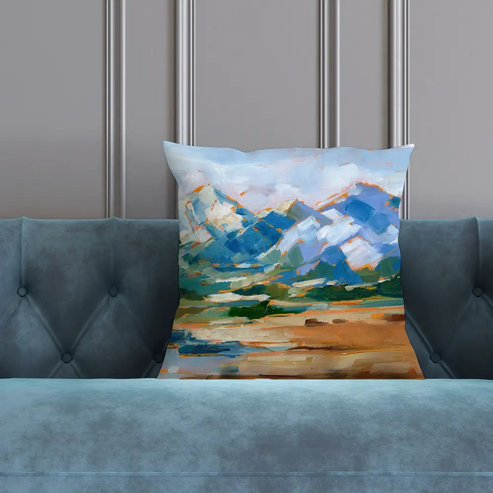 Blue Mountain Peaks Cushion Blue Mountain Peaks Cushion wall art product Art Print Shop