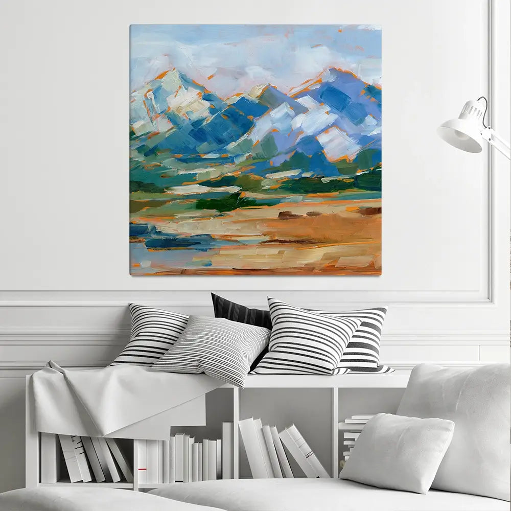 Blue Mountain Peaks Square Canvas Print Blue Mountain Peaks Square Canvas Print wall art product Art Print Shop