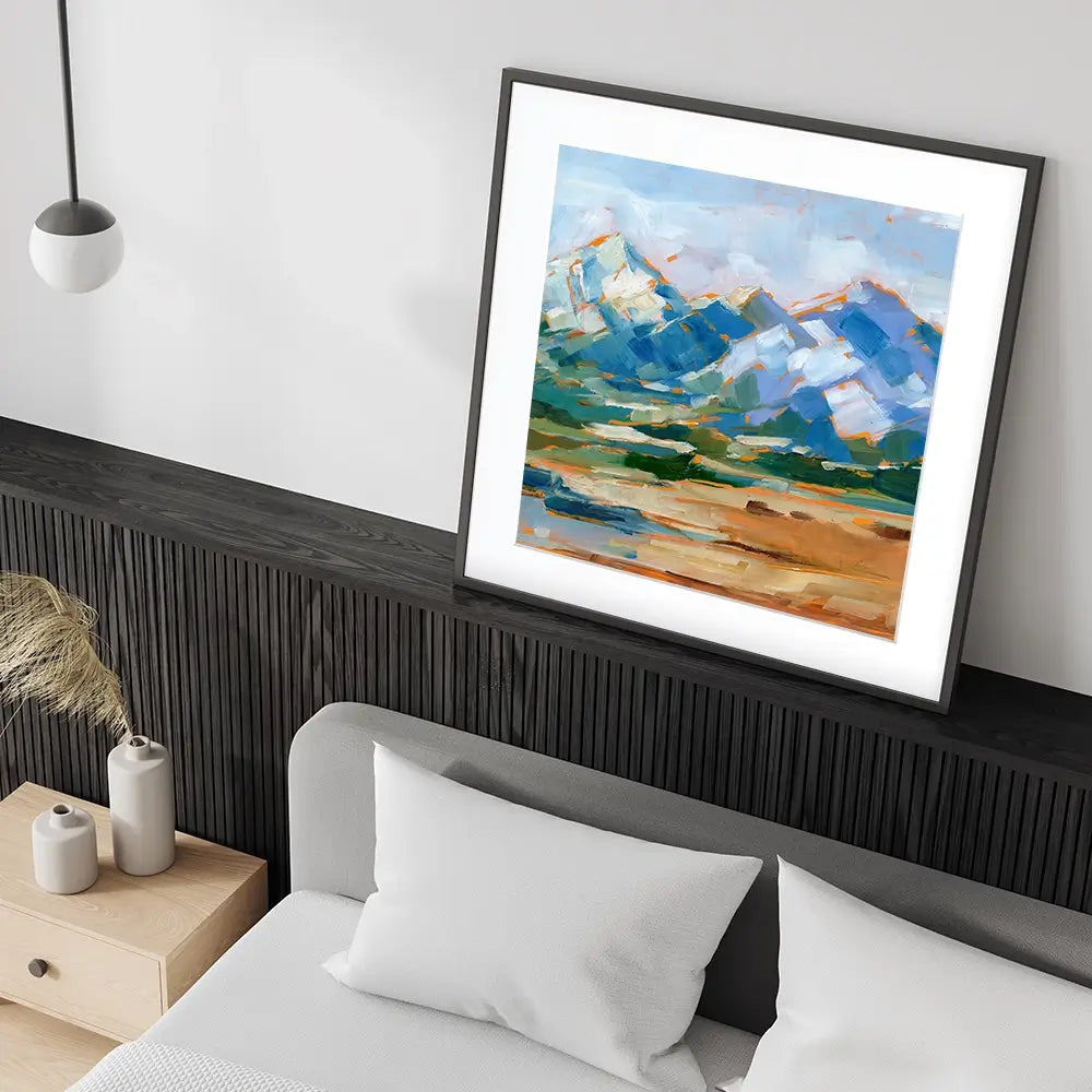 Blue Mountain Peaks Square Framed Art Print Blue Mountain Peaks Square Framed Art Print wall art product Art Print Shop