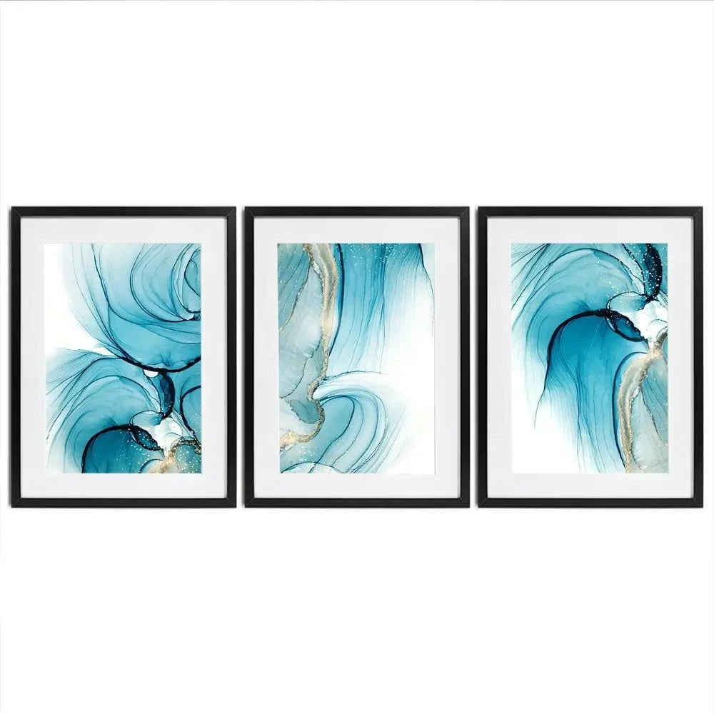 Blue Opulence Framed Art Print Trio Blue Opulence Framed Art Print Trio wall art product Svetolk / Shutterstock