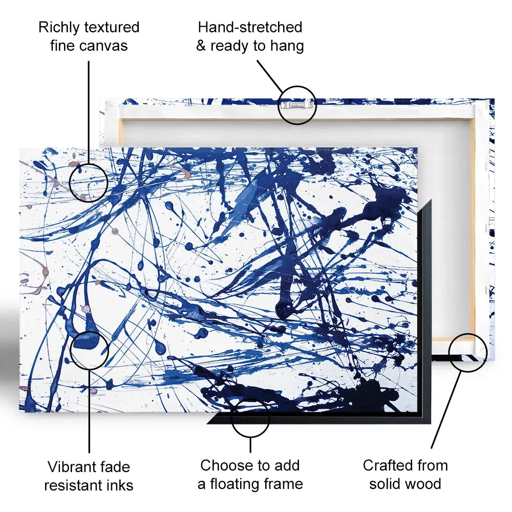 Blue Paint Spatter Canvas Print Blue Paint Spatter Canvas Print wall art product Nataliya Sdobnikova / Shutterstock