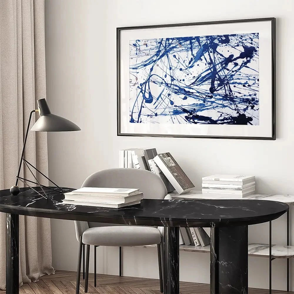 Blue Paint Spatter Framed Art Print Blue Paint Spatter Framed Art Print wall art product Nataliya Sdobnikova / Shutterstock