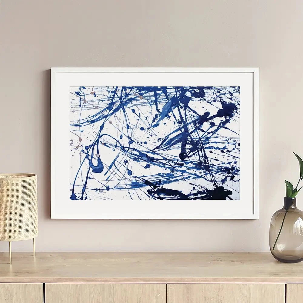 Blue Paint Spatter Framed Art Print Blue Paint Spatter Framed Art Print wall art product Nataliya Sdobnikova / Shutterstock