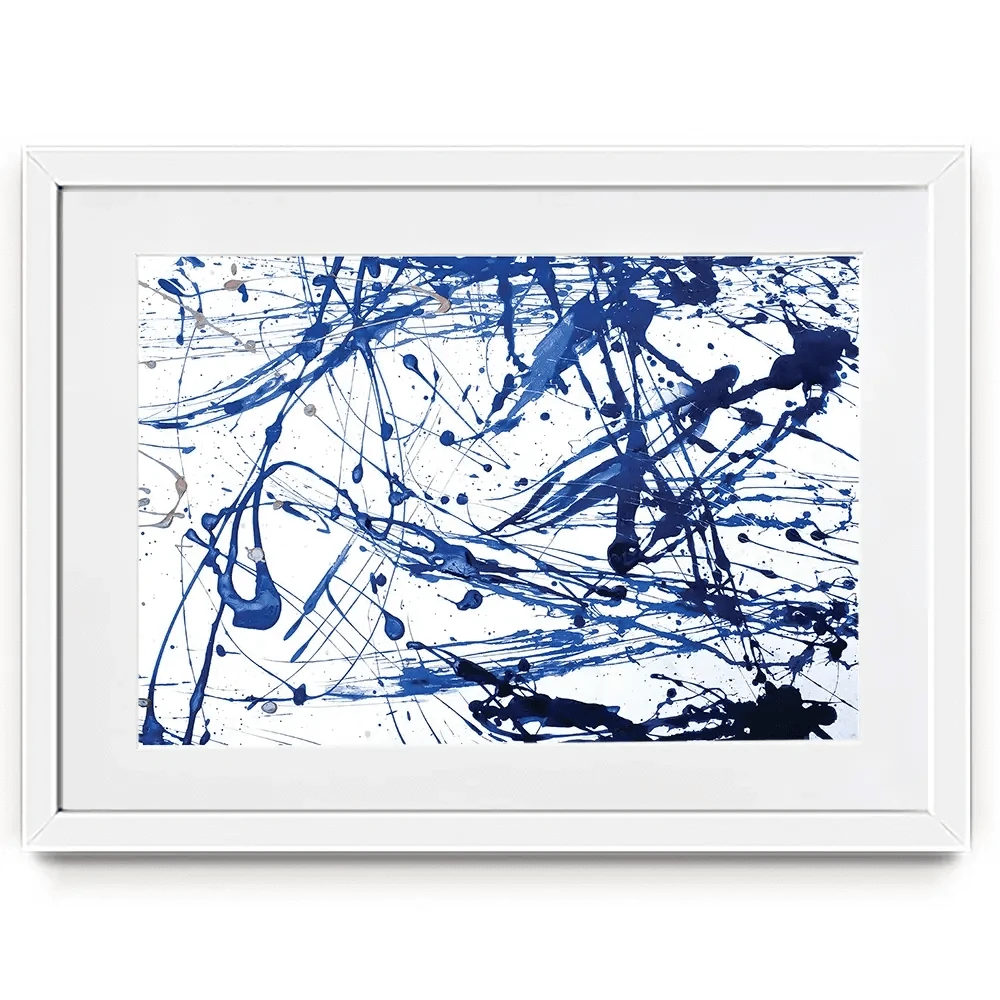 Blue Paint Spatter Framed Art Print Blue Paint Spatter Framed Art Print wall art product Nataliya Sdobnikova / Shutterstock