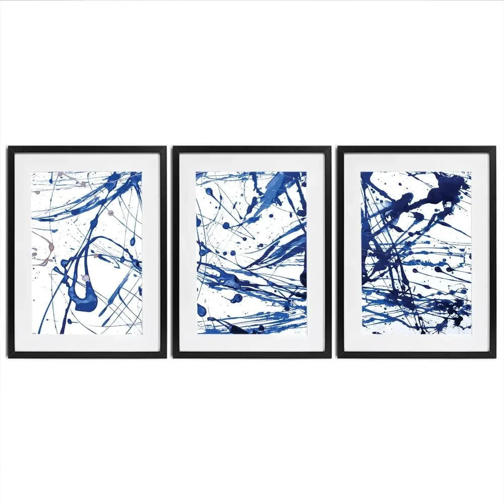 Blue Paint Spatter Framed Art Print Trio Blue Paint Spatter Framed Art Print Trio wall art product Nataliya Sdobnikova / Shutterstock
