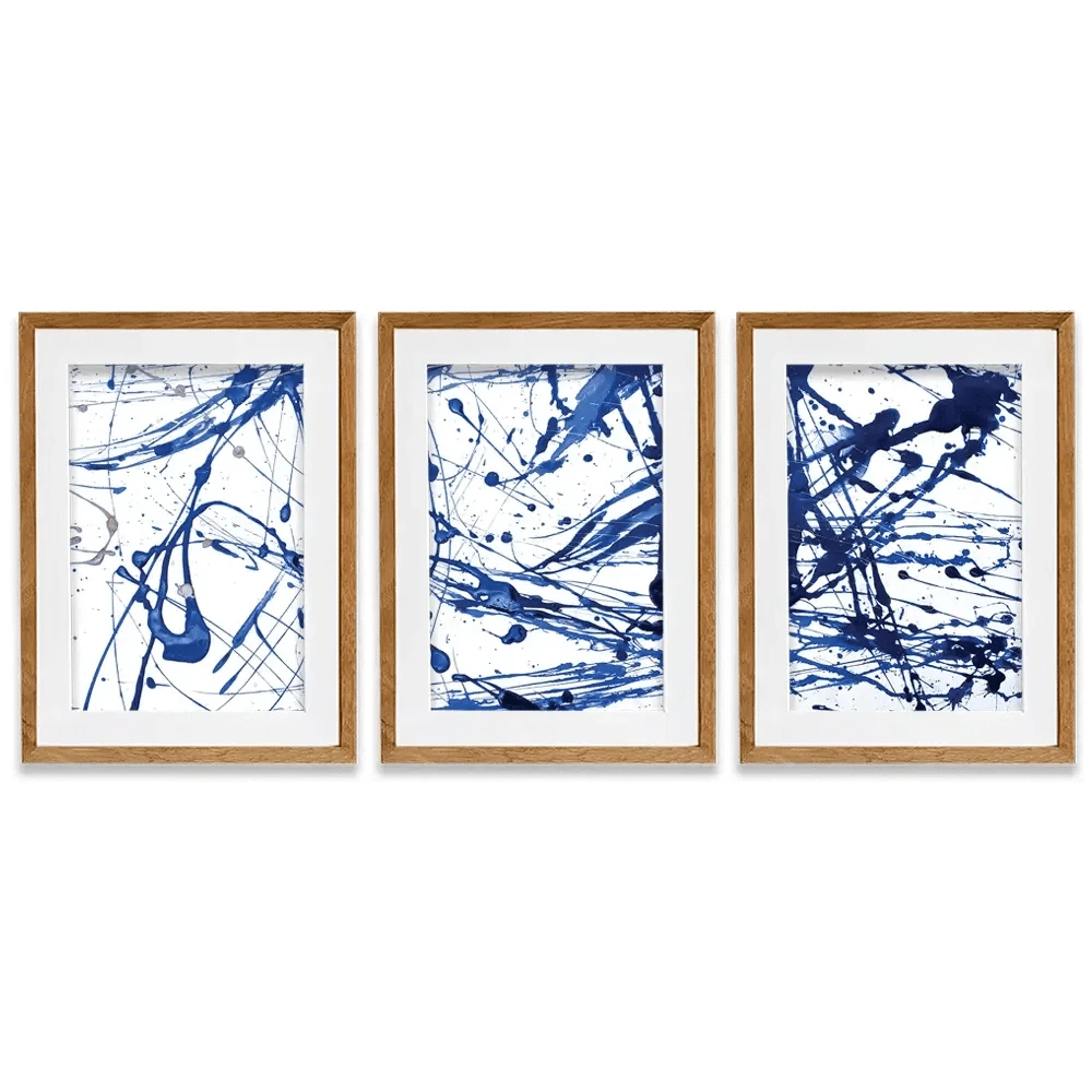 Blue Paint Spatter Framed Art Print Trio Blue Paint Spatter Framed Art Print Trio wall art product Nataliya Sdobnikova / Shutterstock