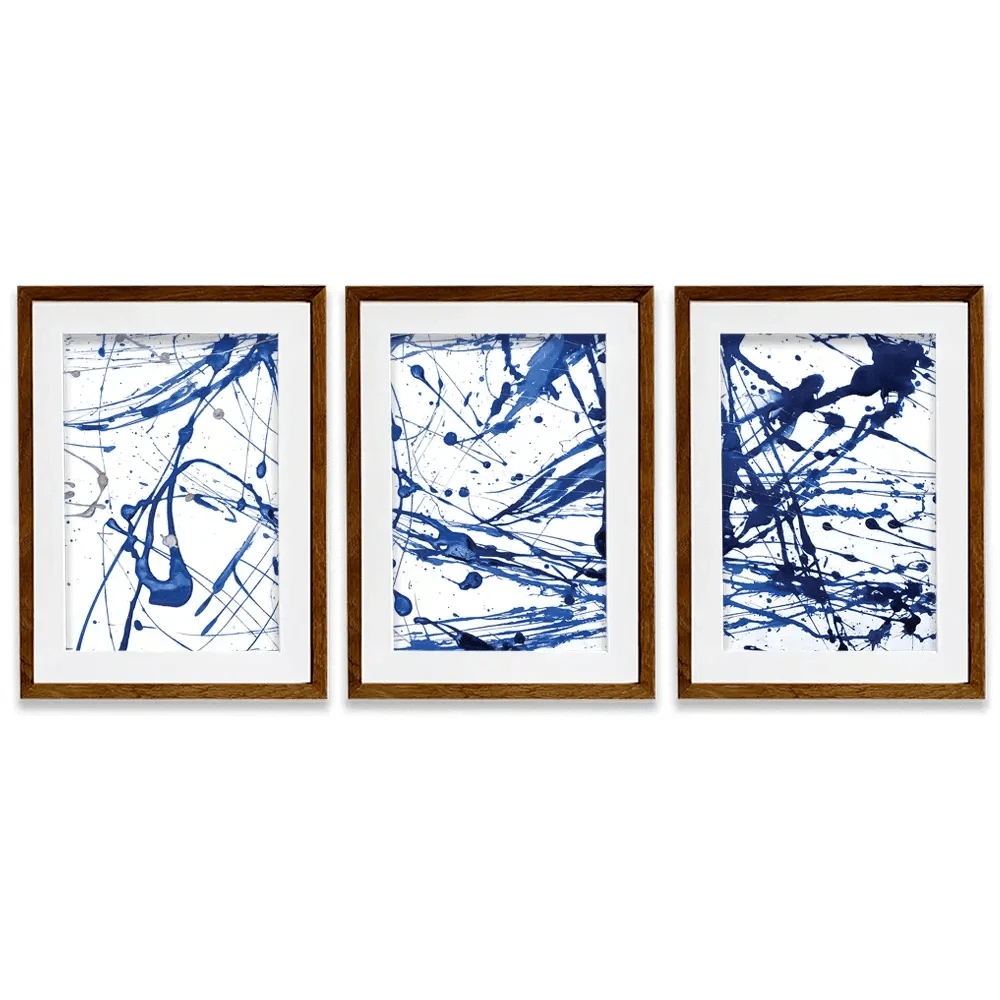 Blue Paint Spatter Framed Art Print Trio Blue Paint Spatter Framed Art Print Trio wall art product Nataliya Sdobnikova / Shutterstock