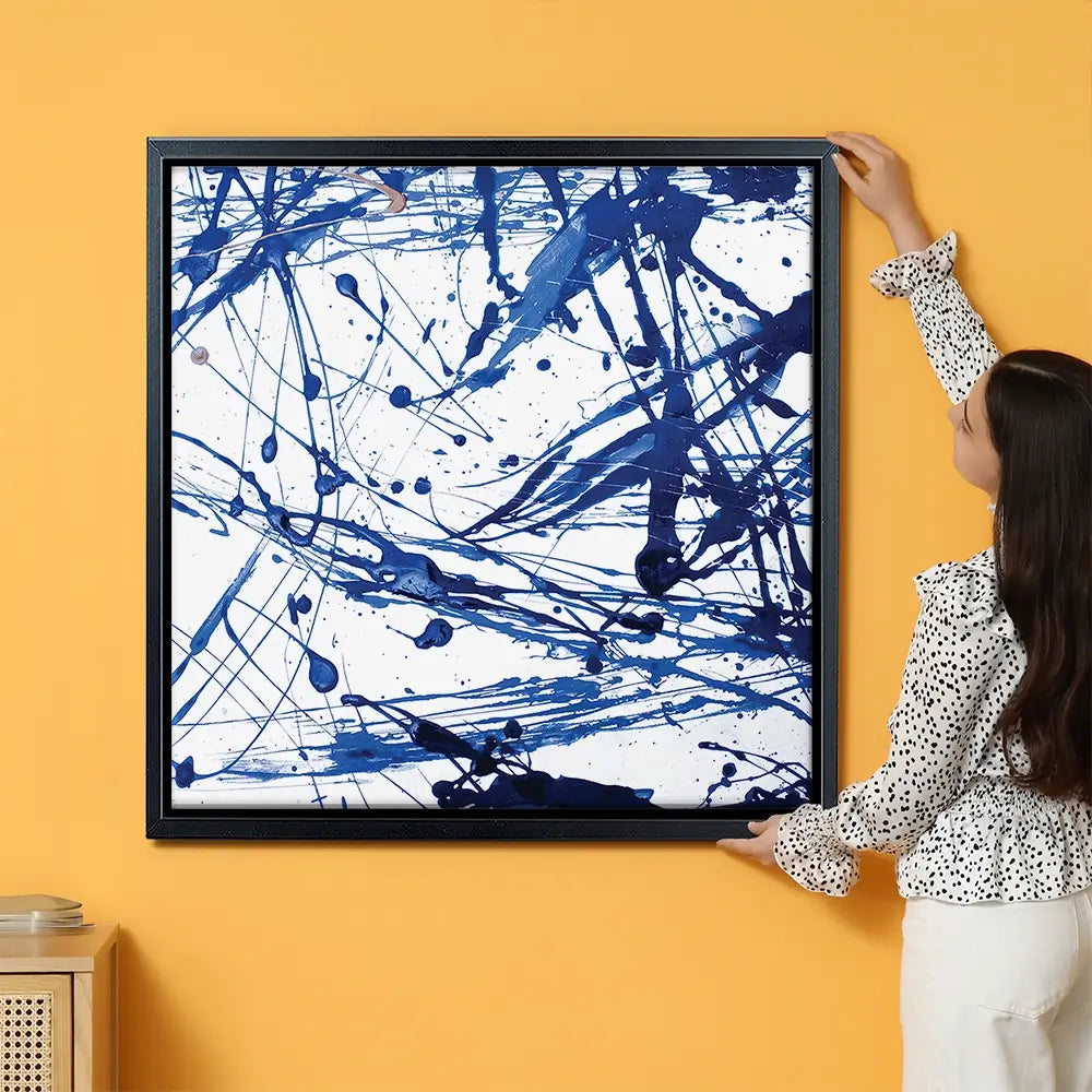 Blue Paint Spatter Oversized Canvas Print Blue Paint Spatter Oversized Canvas Print wall art product Art Print Shop