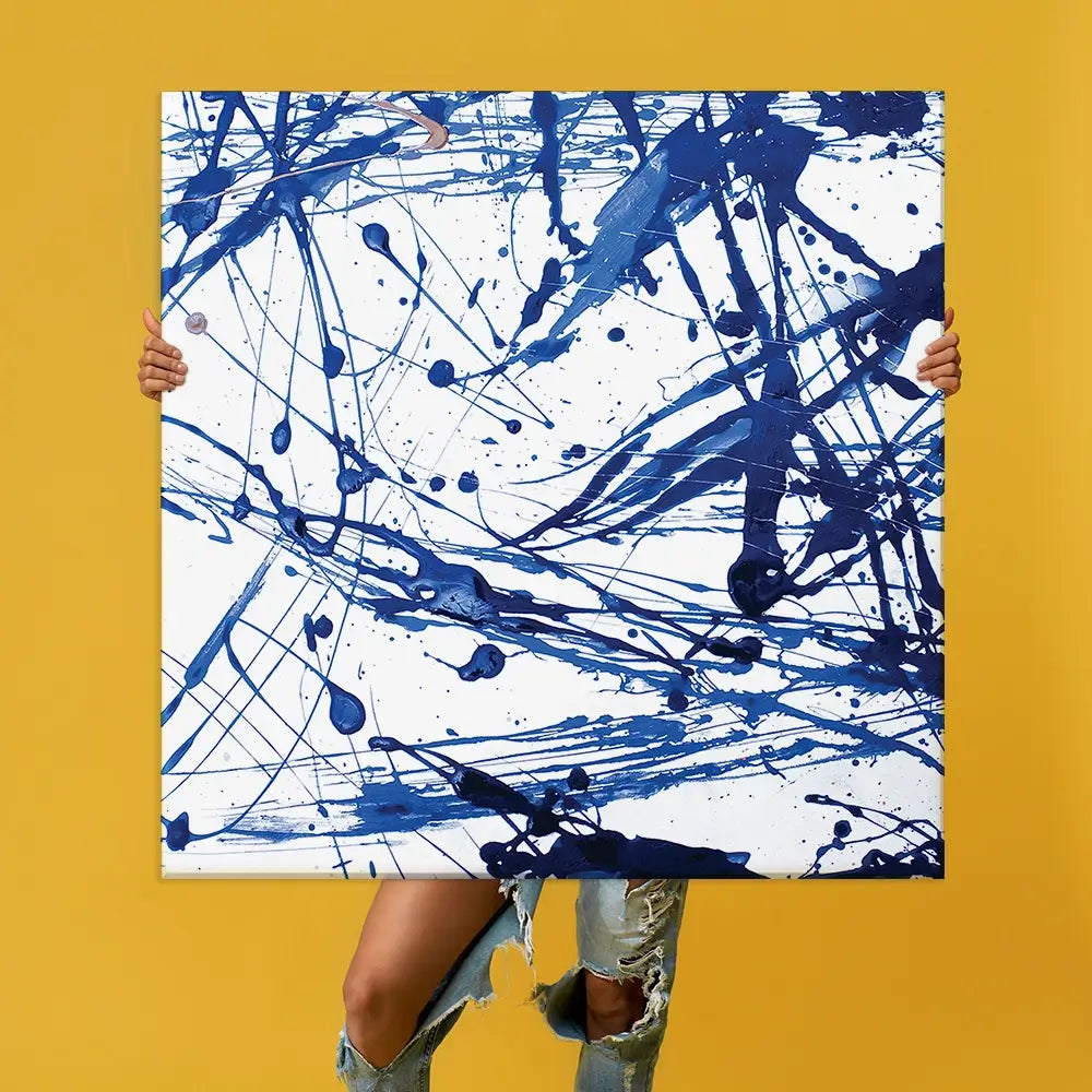 Blue Paint Spatter Oversized Canvas Print Blue Paint Spatter Oversized Canvas Print wall art product Art Print Shop
