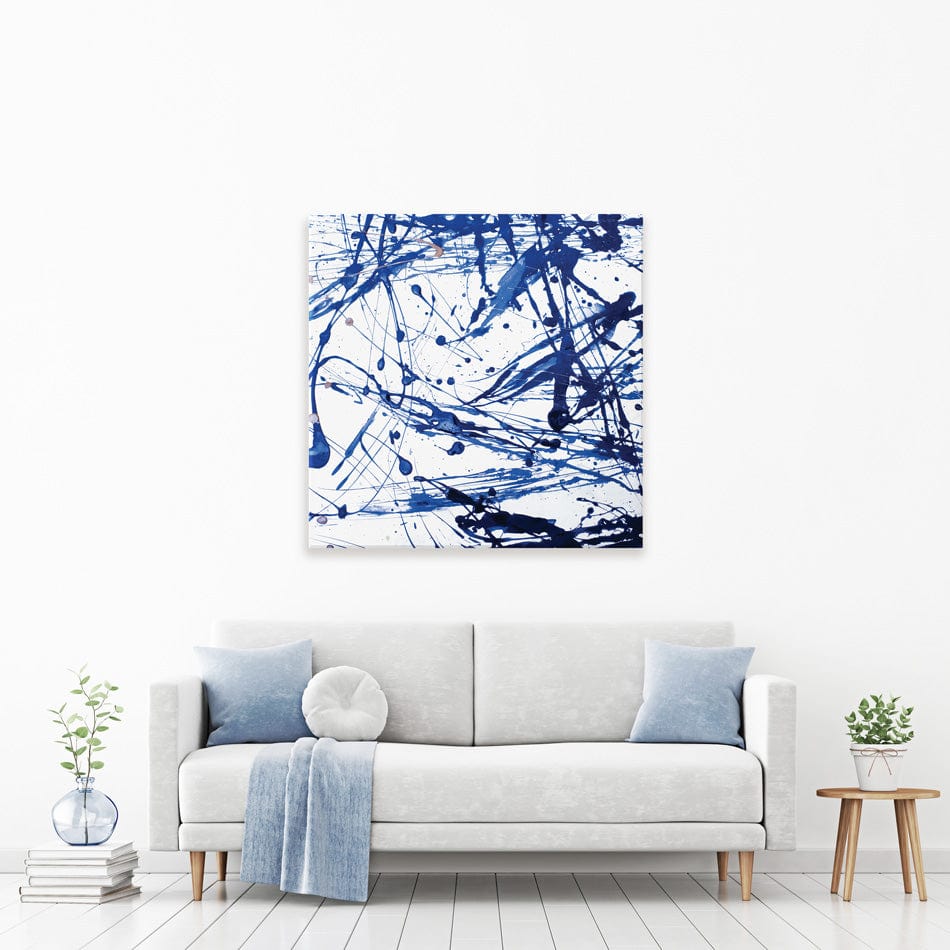 Blue Paint Spatter Square Canvas Print wall art product Nataliya Sdobnikova / Shutterstock