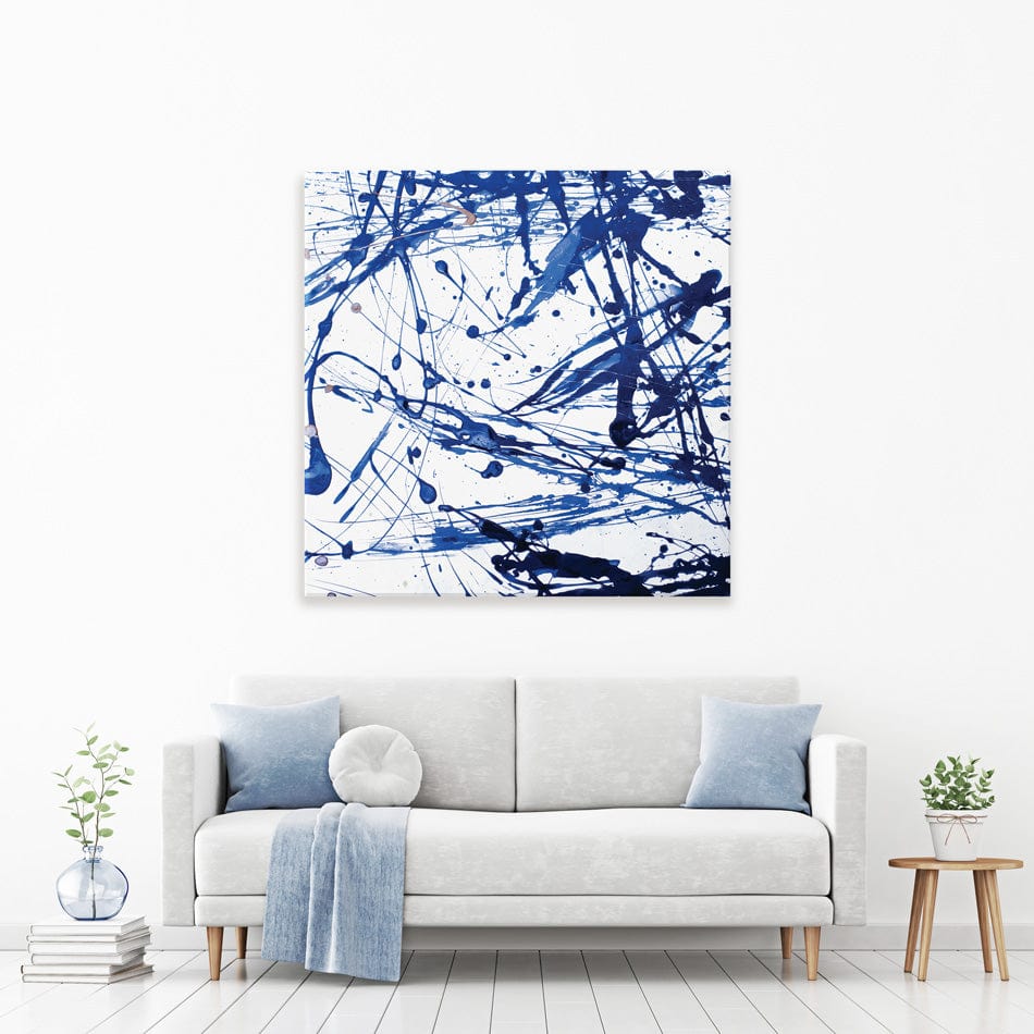 Blue Paint Spatter Square Canvas Print wall art product Nataliya Sdobnikova / Shutterstock