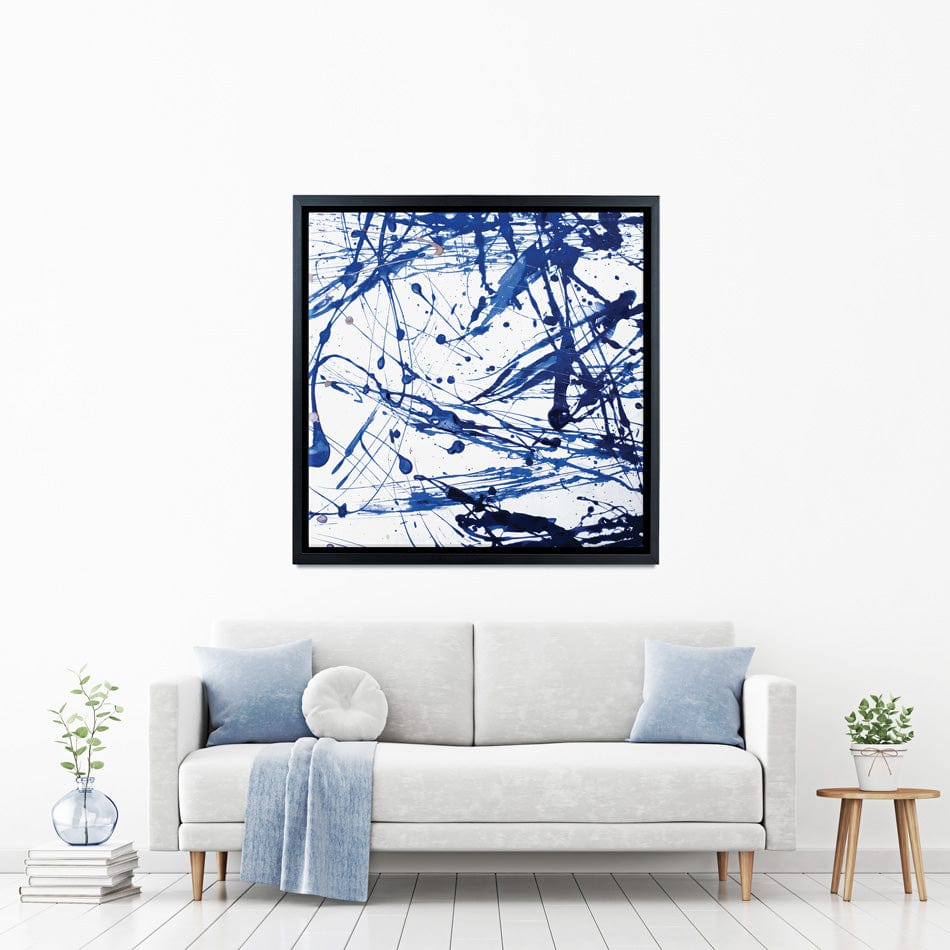 Blue Paint Spatter Square Canvas Print wall art product Nataliya Sdobnikova / Shutterstock