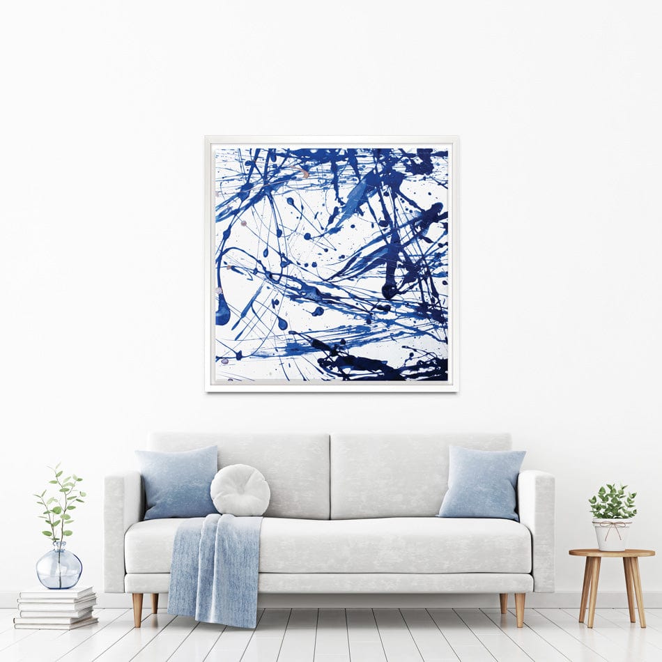 Blue Paint Spatter Square Canvas Print wall art product Nataliya Sdobnikova / Shutterstock