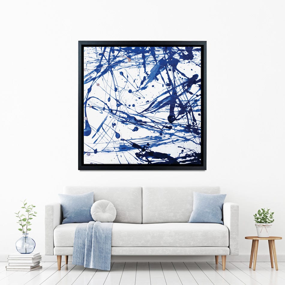 Blue Paint Spatter Square Canvas Print wall art product Nataliya Sdobnikova / Shutterstock