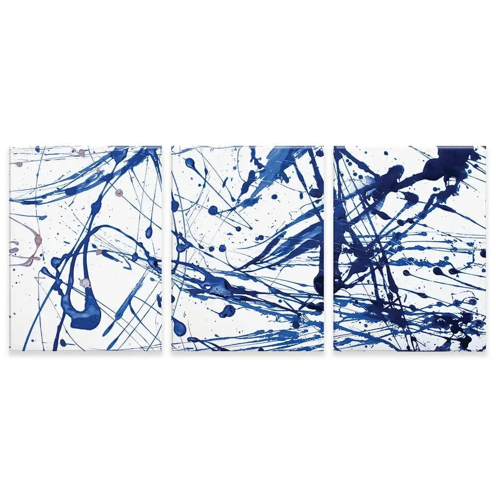 Blue Paint Spatter Trio Canvas Print Blue Paint Spatter Trio Canvas Print wall art product Nataliya Sdobnikova / Shutterstock