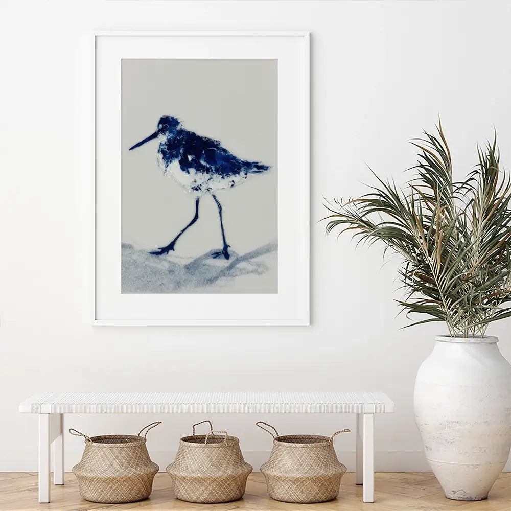 Blue Sandpiper Framed Art Print Blue Sandpiper Framed Art Print wall art product Chromatic Storm Studio