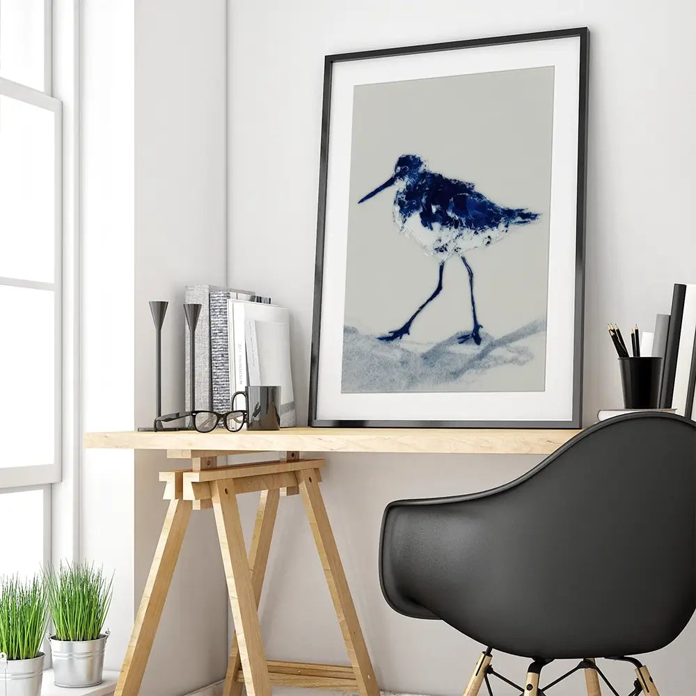 Blue Sandpiper Framed Art Print Blue Sandpiper Framed Art Print wall art product Chromatic Storm Studio