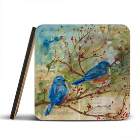 Bluebirds Love Coaster Set Bluebirds Love Coaster Set wall art product Tiffani Taylor - Independent