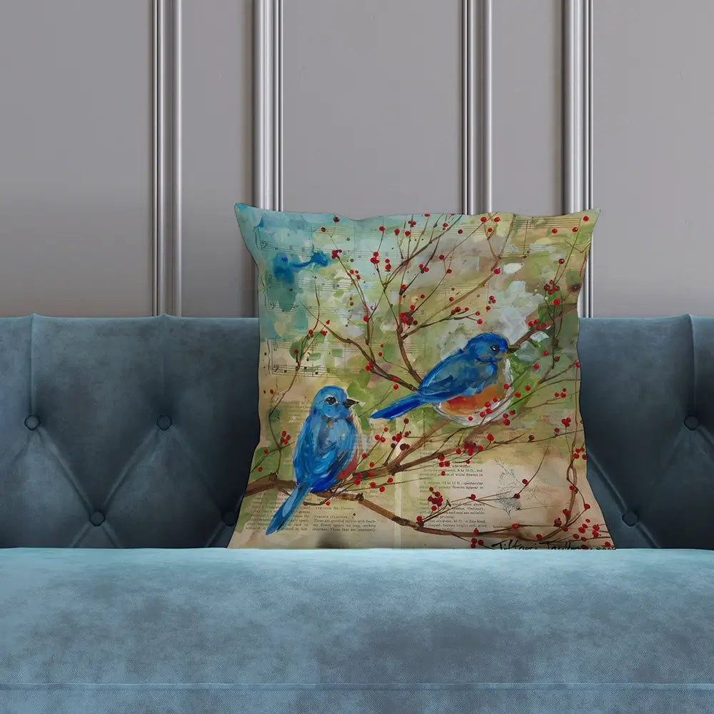 Bluebirds Love Cushion Bluebirds Love Cushion wall art product Tiffani Taylor - Independent