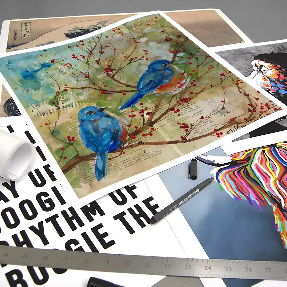 Bluebirds Love Square Art Print Bluebirds Love Square Art Print wall art product Tiffani Taylor - Independent
