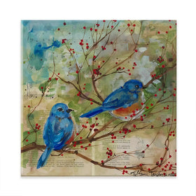 Bluebirds Love Square Canvas Print Bluebirds Love Square Canvas Print wall art product Tiffani Taylor - Independent
