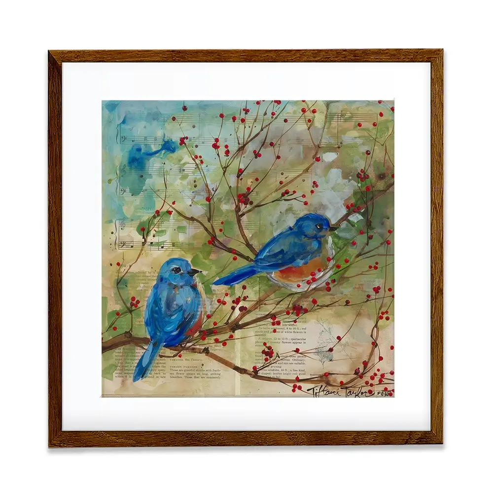 Bluebirds Love Square Framed Art Print Bluebirds Love Square Framed Art Print wall art product Tiffani Taylor - Independent