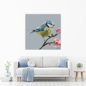 Bluetit And Flowers Canvas Print Bluetit And Flowers Canvas Print wall art product Aimee Linzi