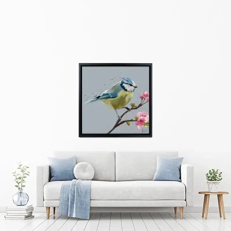 Bluetit And Flowers Canvas Print Bluetit And Flowers Canvas Print wall art product Aimee Linzi