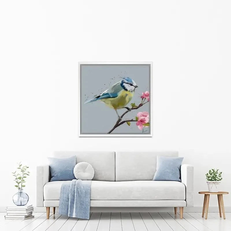 Bluetit And Flowers Canvas Print Bluetit And Flowers Canvas Print wall art product Aimee Linzi