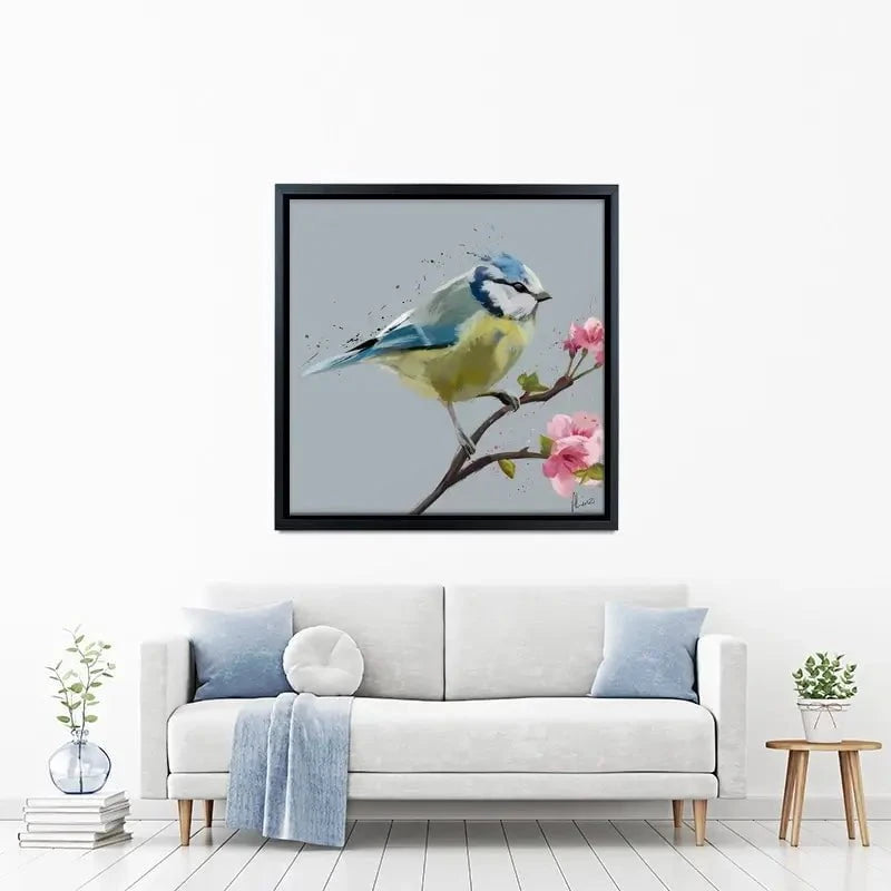 Bluetit And Flowers Canvas Print Bluetit And Flowers Canvas Print wall art product Aimee Linzi