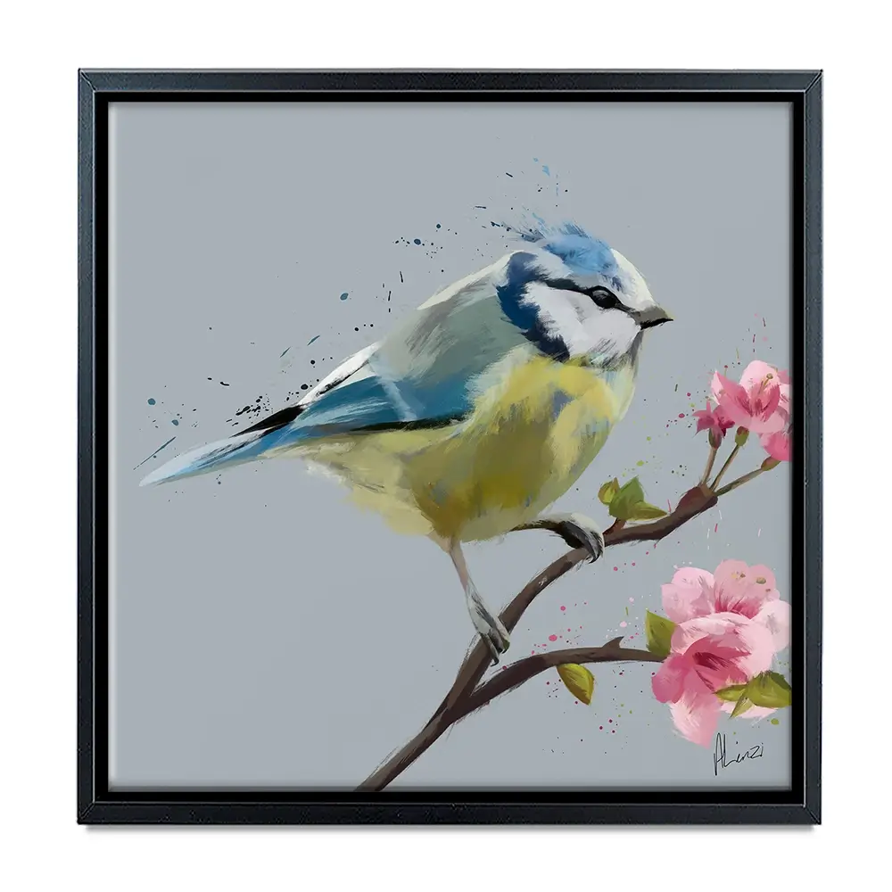 Bluetit And Flowers Canvas Print Bluetit And Flowers Canvas Print wall art product Aimee Linzi