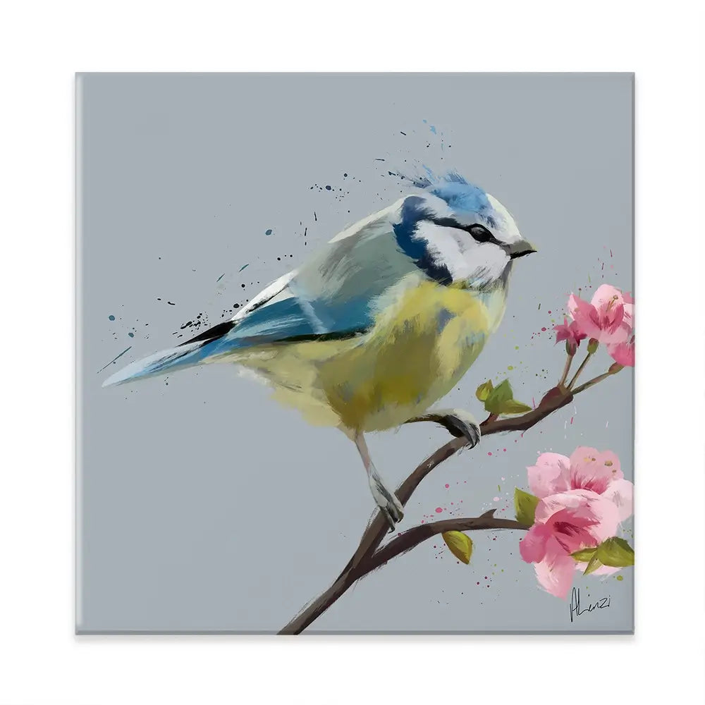 Bluetit And Flowers Canvas Print Bluetit And Flowers Canvas Print wall art product Aimee Linzi