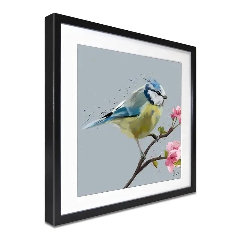 Bluetit And Flowers Framed Art Print Bluetit And Flowers Framed Art Print wall art product Aimee Linzi