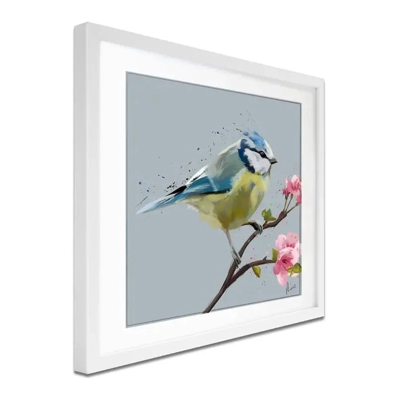 Bluetit And Flowers Framed Art Print Bluetit And Flowers Framed Art Print wall art product Aimee Linzi