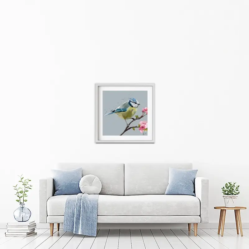 Bluetit And Flowers Framed Art Print Bluetit And Flowers Framed Art Print wall art product Aimee Linzi