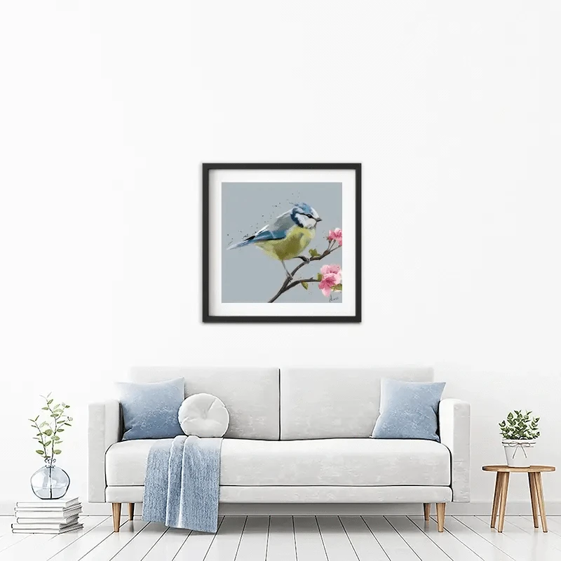 Bluetit And Flowers Framed Art Print Bluetit And Flowers Framed Art Print wall art product Aimee Linzi