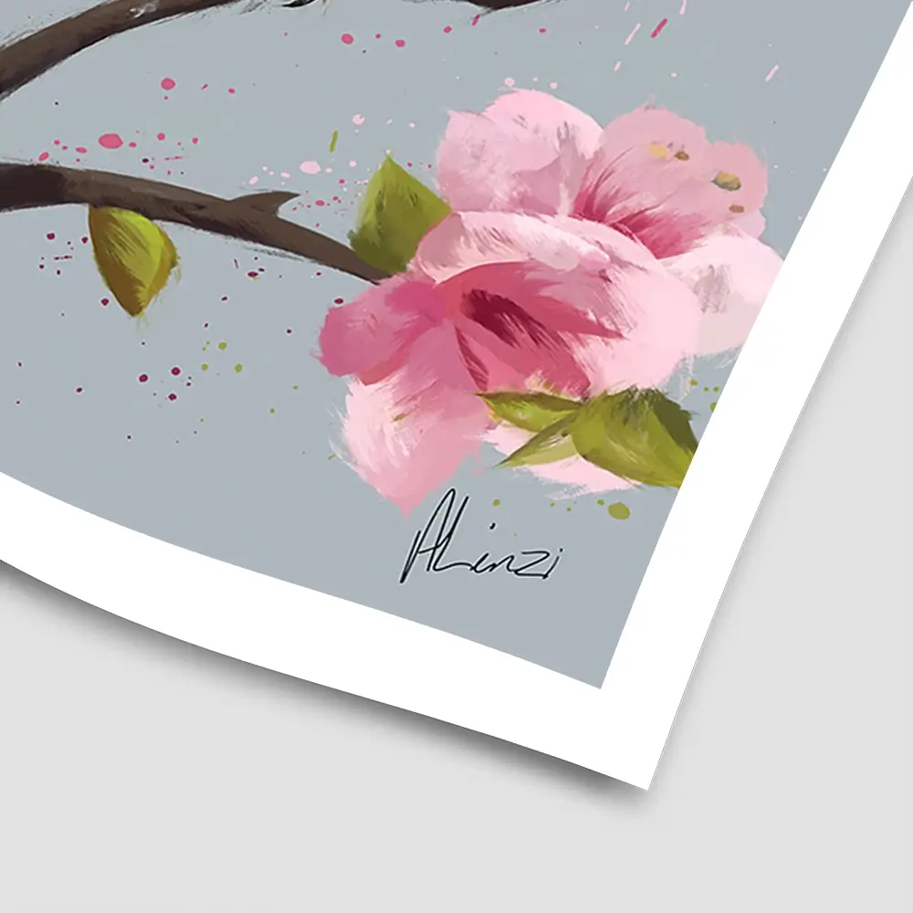 Bluetit And Flowers Square Art Print Bluetit And Flowers Square Art Print wall art product Aimee Linzi
