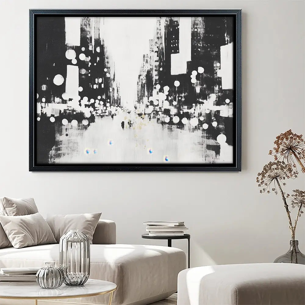 Blurred City Lights Canvas Print Blurred City Lights Canvas Print wall art product Chromatic Storm Studio