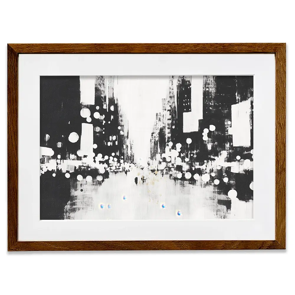 Blurred City Lights Framed Art Print Blurred City Lights Framed Art Print wall art product Chromatic Storm Studio
