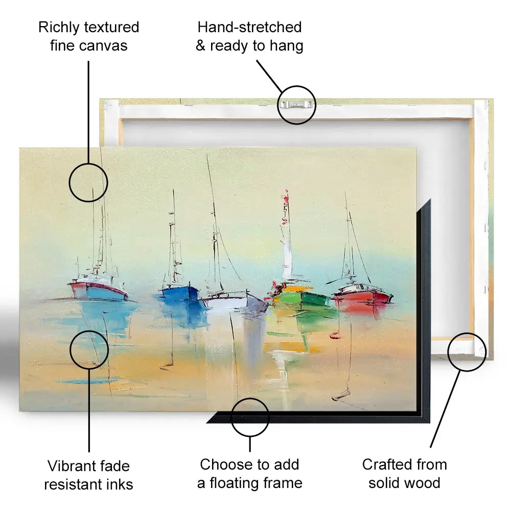 Boats From Afar Oversized Canvas Print Boats From Afar Oversized Canvas Print wall art product Oleksandr Bodnar / Shutterstock