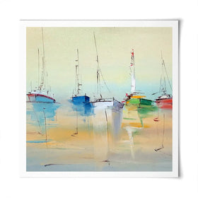 Boats From Afar Square Art Print Boats From Afar Square Art Print wall art product Oleksandr Bodnar / Shutterstock